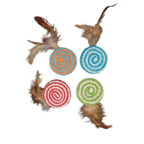 Brinquedo Disco Sisal com Pena para Gatos