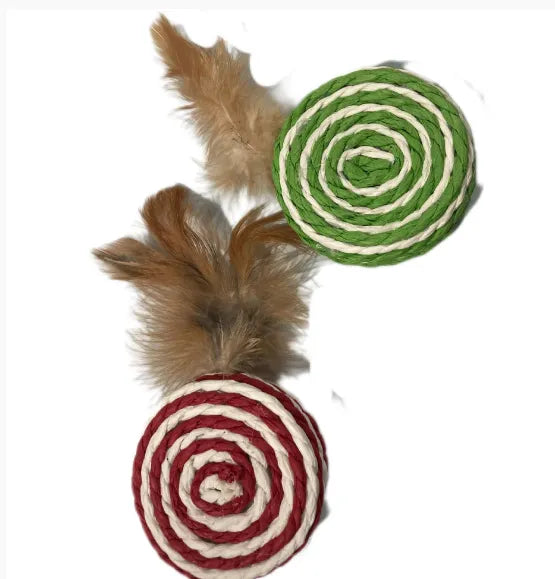 Brinquedo Disco Sisal com Pena para Gatos