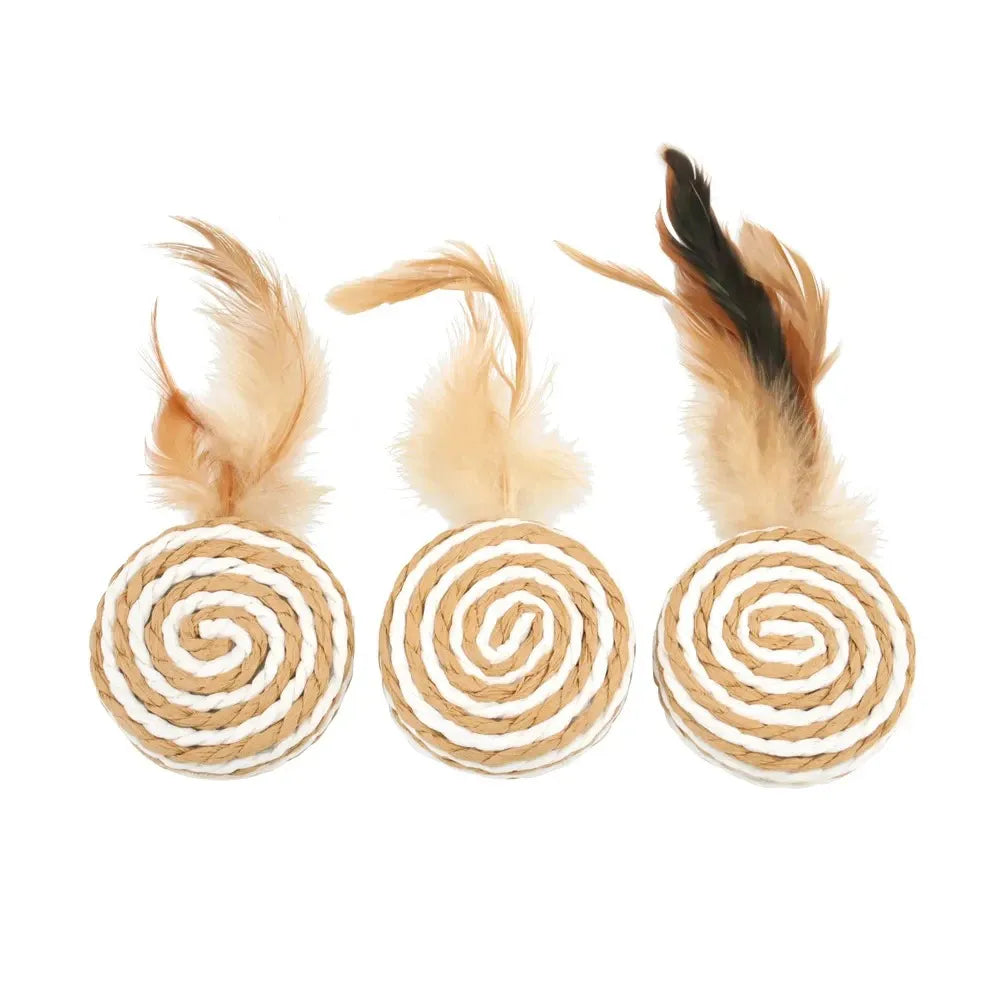 Brinquedo Disco Sisal com Pena para Gatos