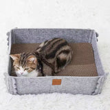 Cama Feltro Multiuso com Arranhador para Gatos
