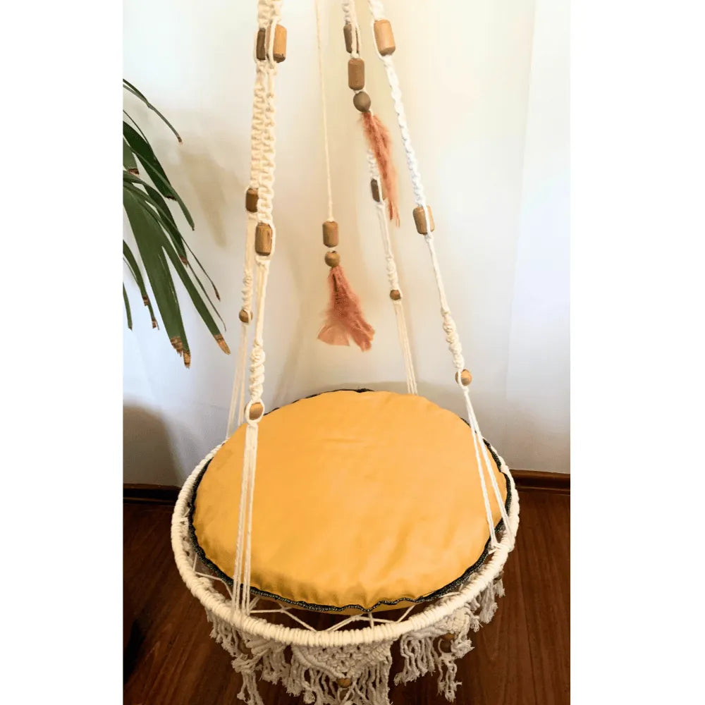 Cama Macramê Suspensa Abssínio - Artesanal