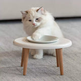 Comedouro Cerâmica Moderno com Base de Madeira