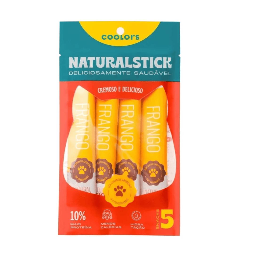 Petisco Coolors Natural Stick Cat Frango 375g - 5pc c/ 75g