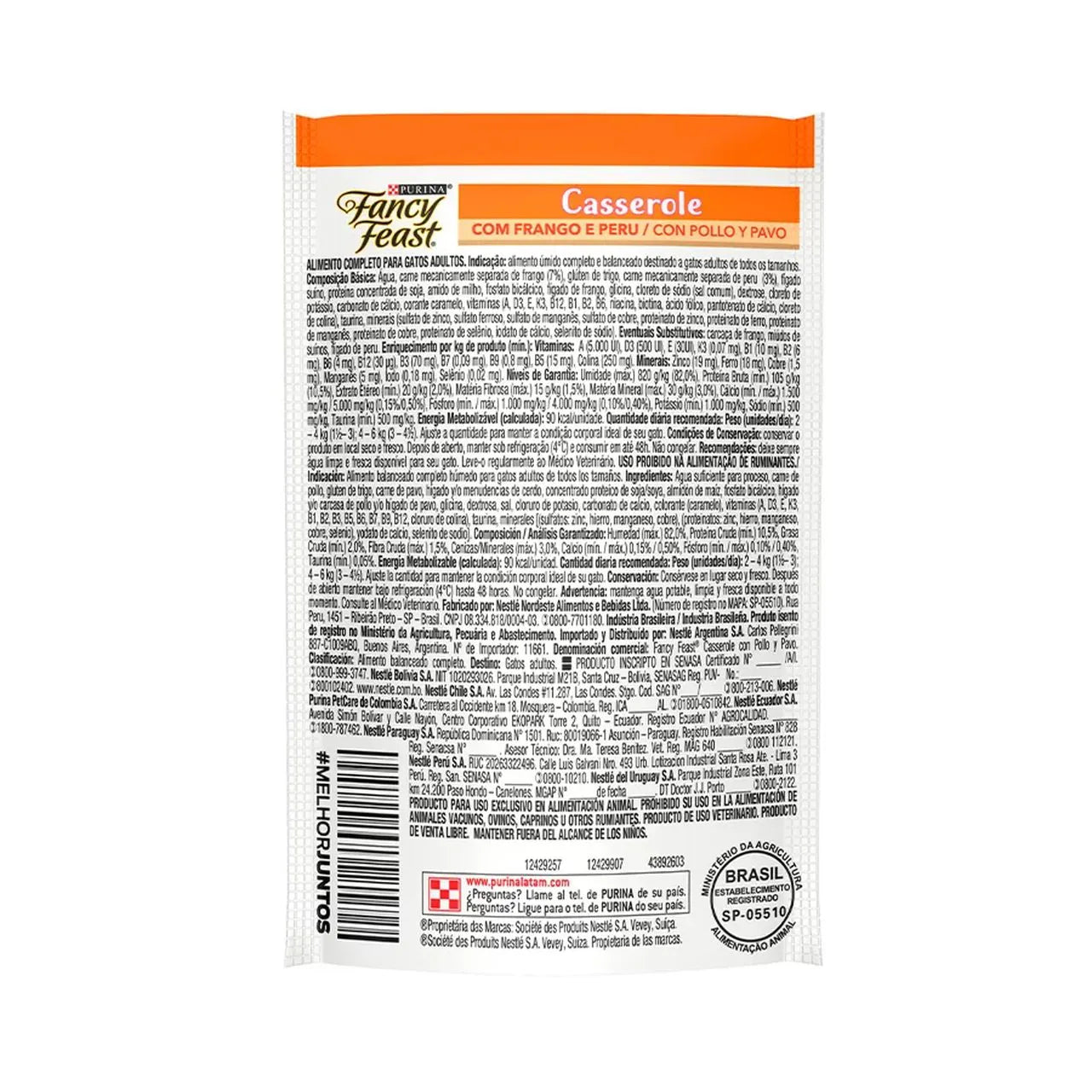 Ração Úmida Sachê Fancy Feast Casserole Atum e Salmão 85g