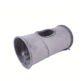 Túnel Peluciado Poliester Cinza com Brinquedo para Gatos