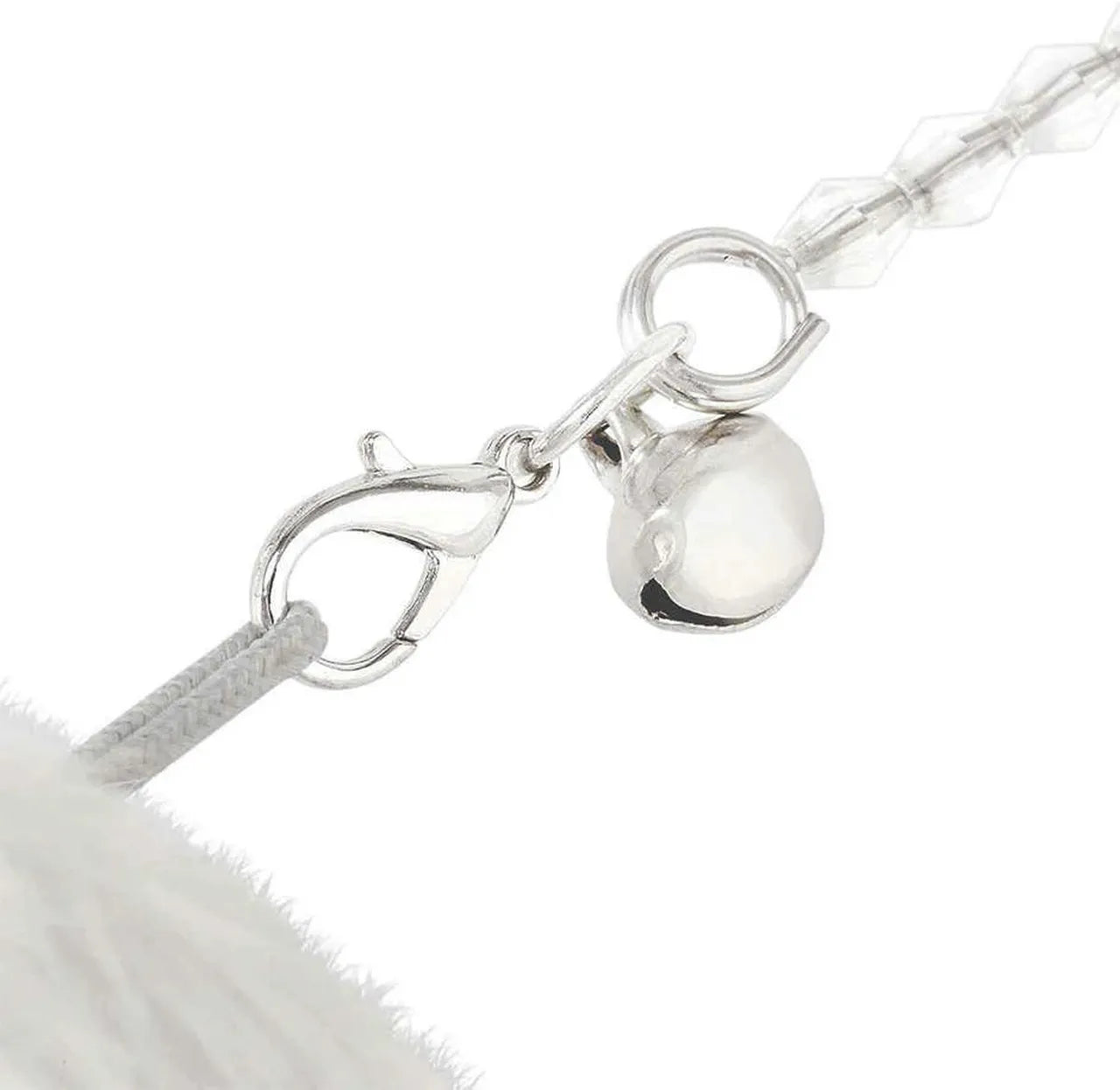 Varinha Fur Pompom Branco com Sininho (com gancho para troca de isca)