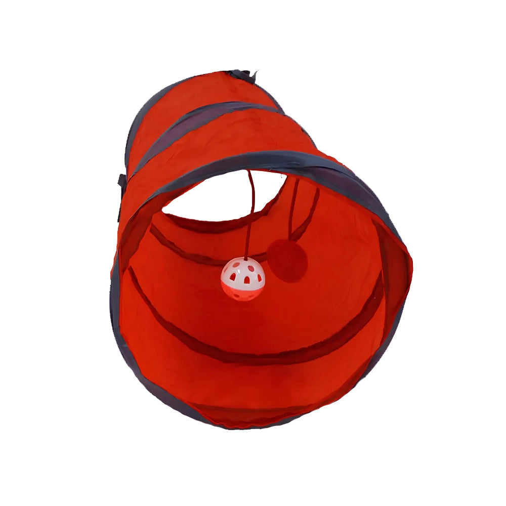 Túnel Vermelho com Bolinha de Brinquedo para Gatos