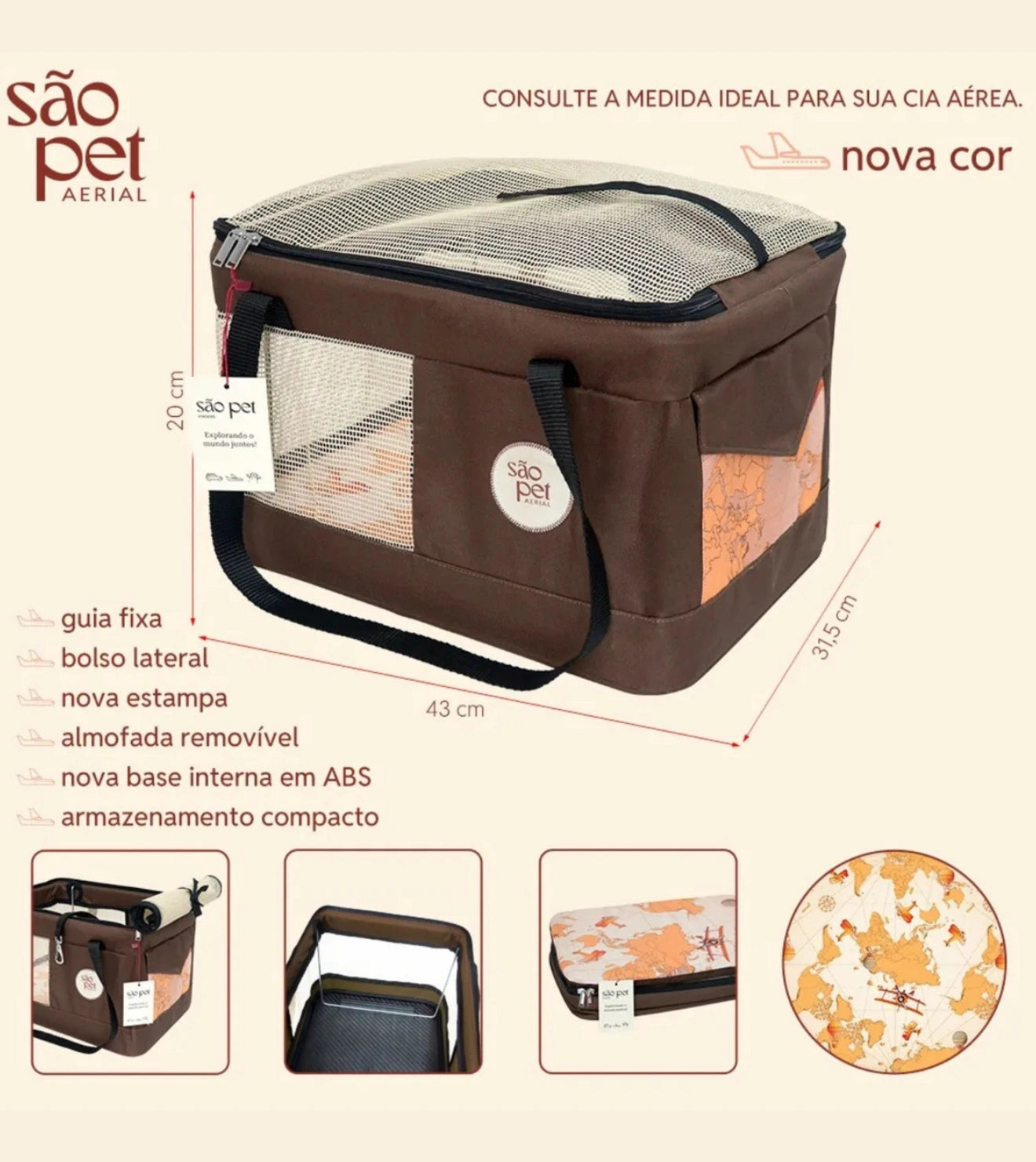 Bolsa de Transporte Companhias Aéreas Aerial Tamanho P - Marrom