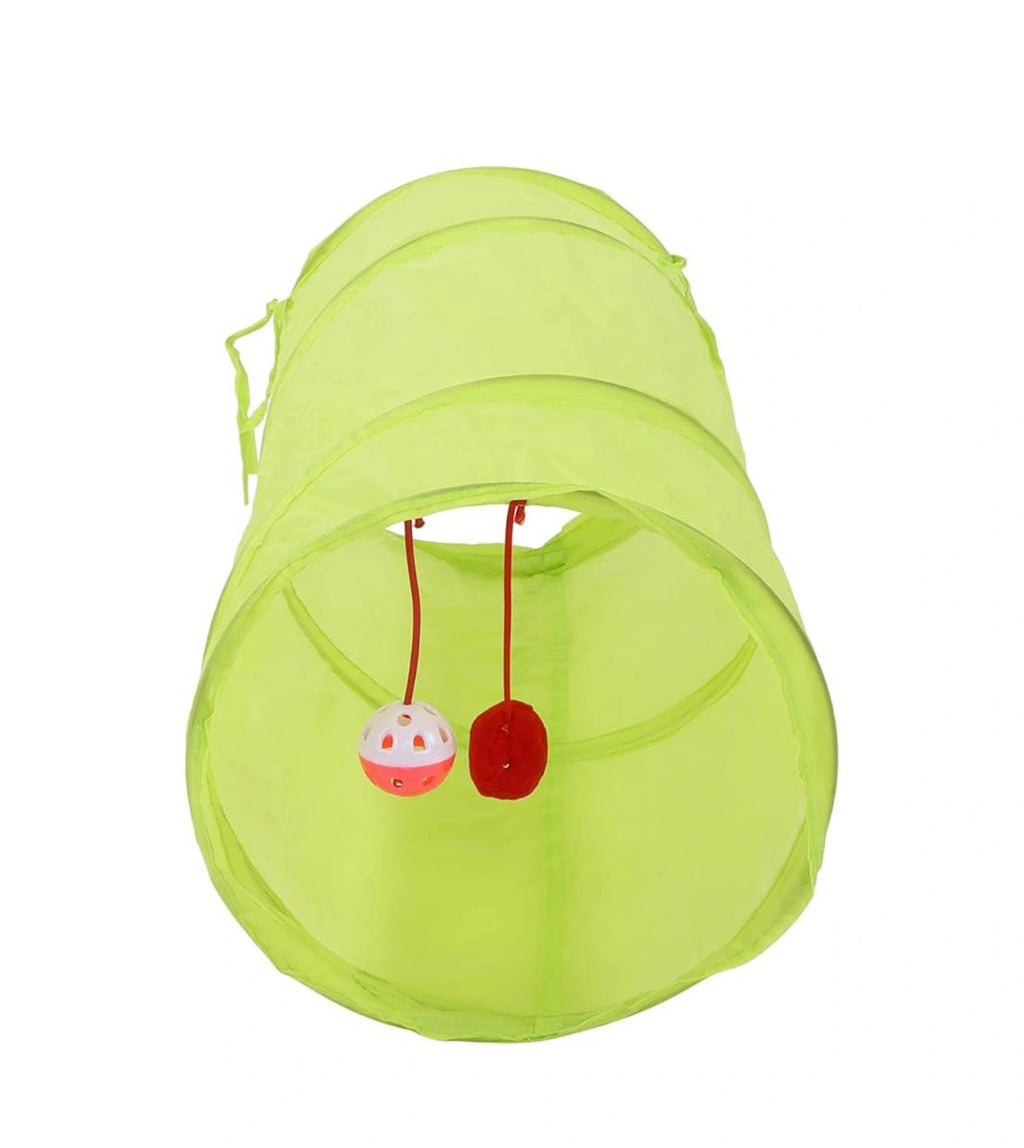 Túnel Verde com Bolinha de Brinquedo para Gatos
