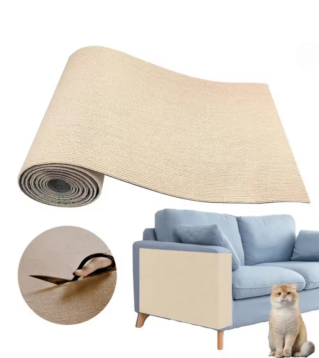 Arranhador Tapete Colável para Móveis e Paredes