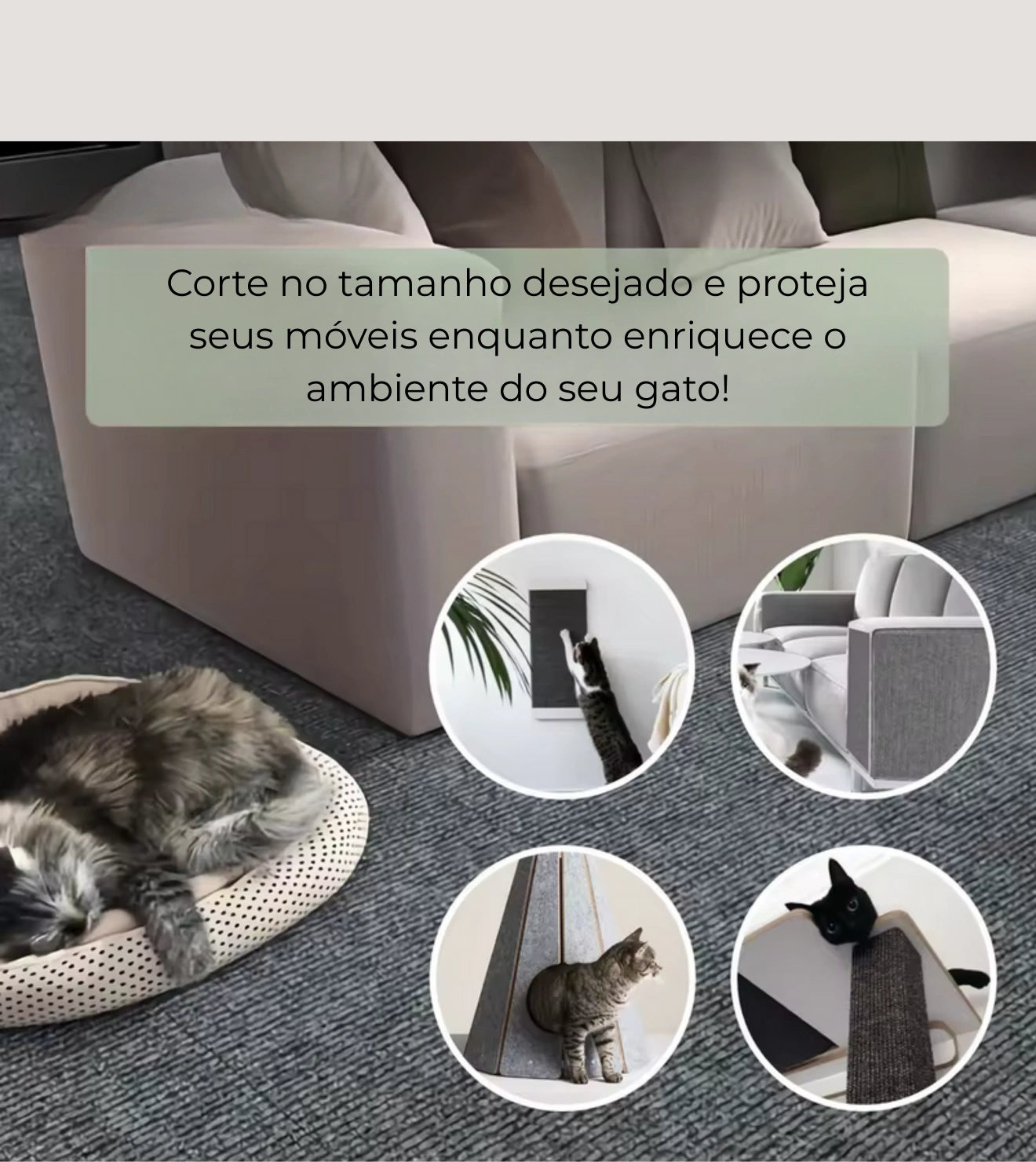 Arranhador Tapete Colável para Móveis e Paredes