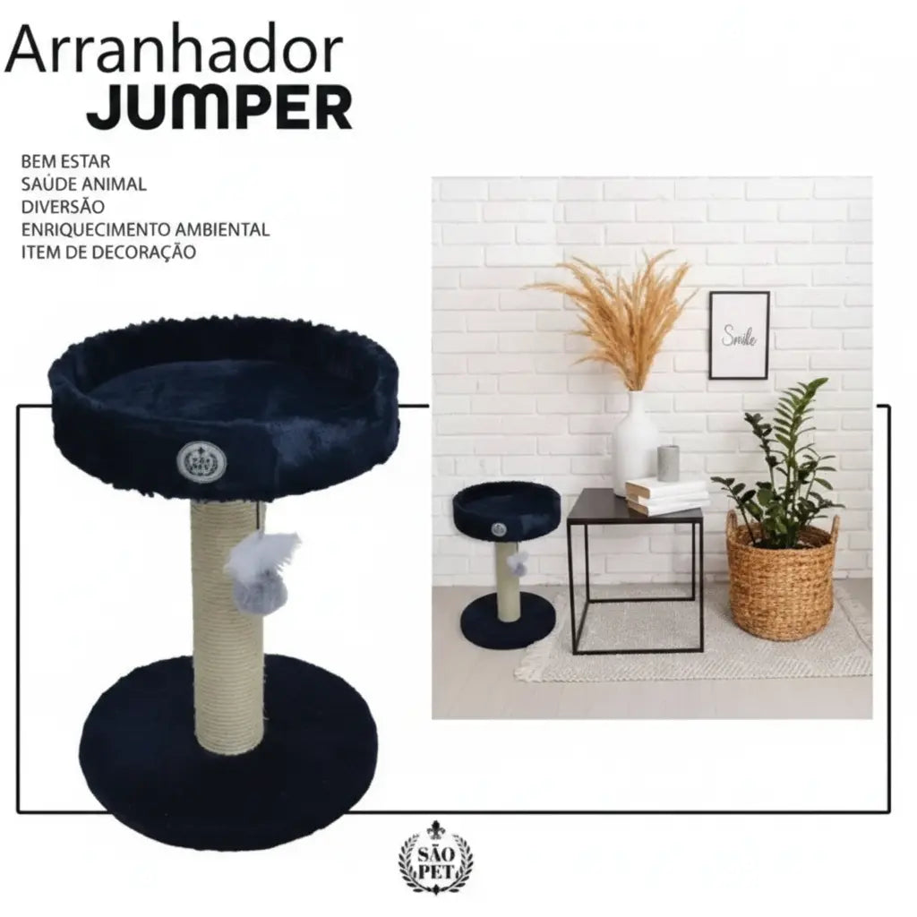 Arranhador com Caminha e Brinquedo Jumper - Preto