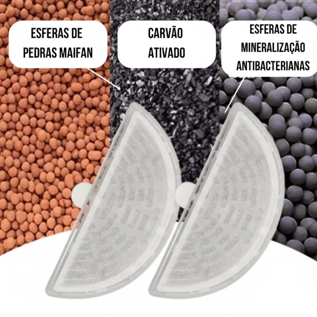 Refil Filtro para Fonte de Água Carvão Ativado - Modelo Meia Lua