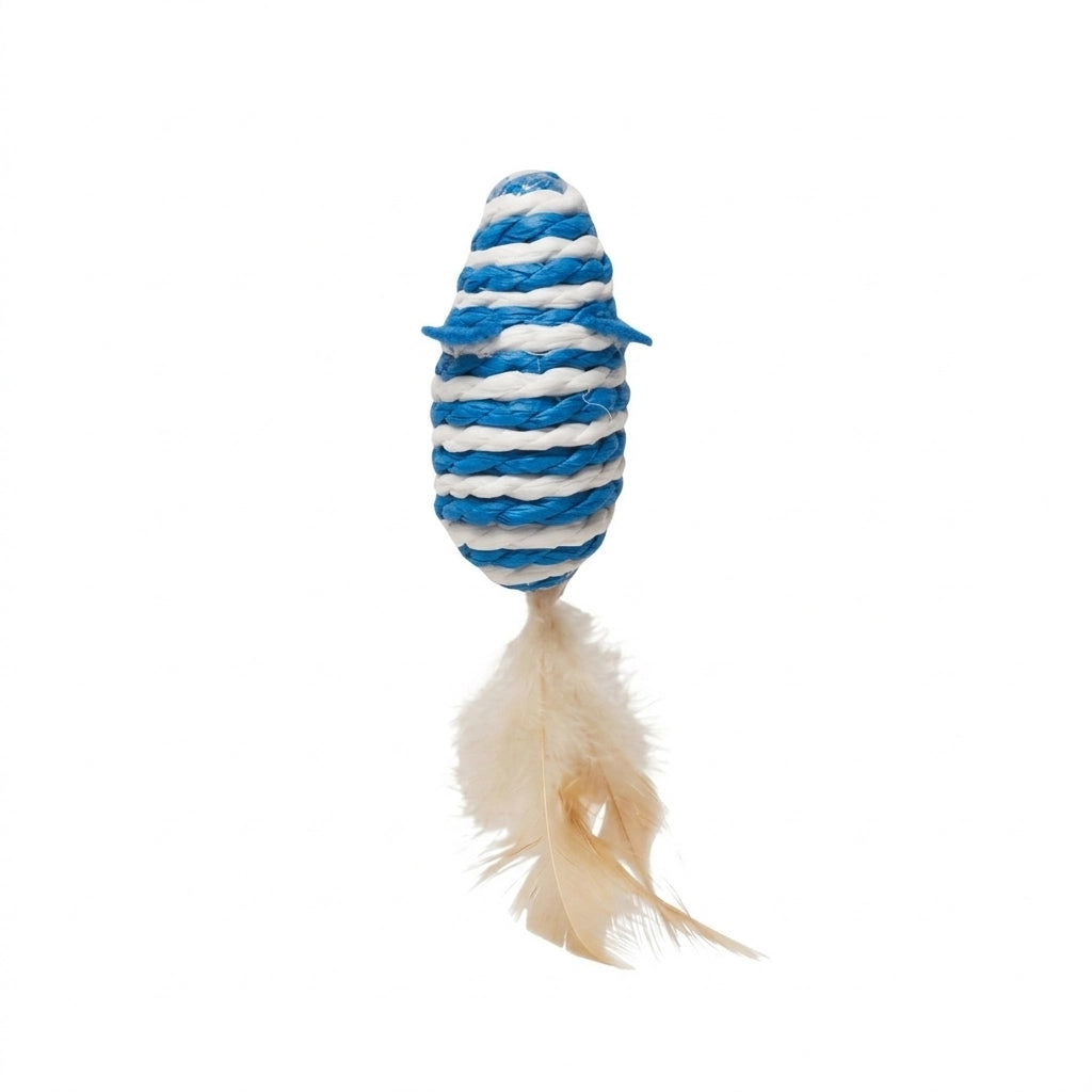 Brinquedo Rato em Sisal com Pena para Gatos