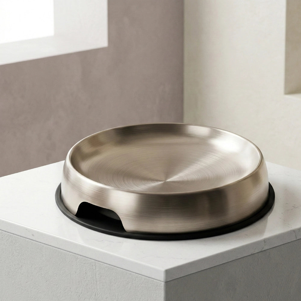 Comedouro/Bebedouro Aço Inoxidável Côncavo Antiderrapante Mundo Catnip