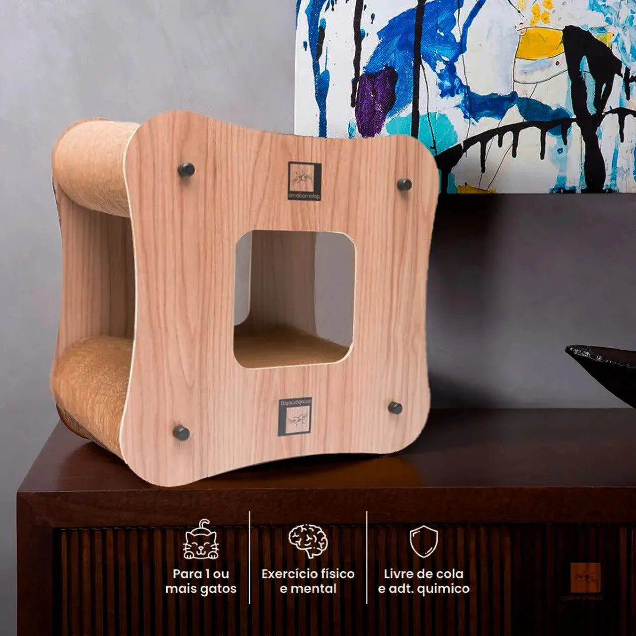 Arranhador Duplo com Madeira Nogal Para Chão