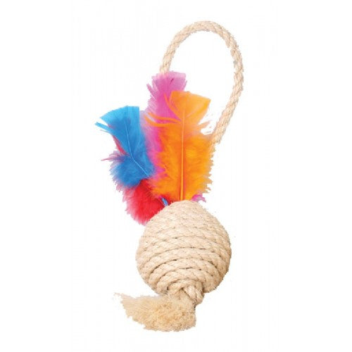 Brinquedo Bola Grande de Sisal com Penas para Gatos
