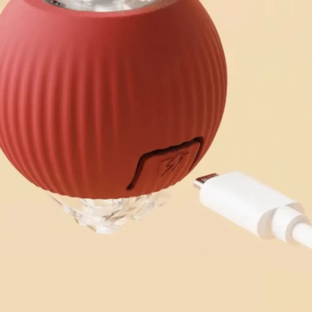 Brinquedo Bola Eletrônica Interativa Recarregável com Cordinha - Rolamento Automático