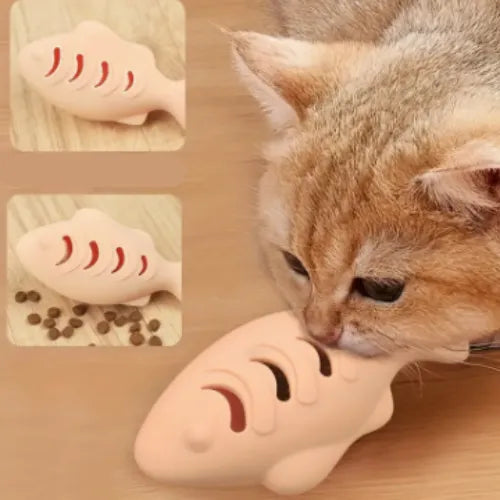 Brinquedo Peixe Silicone para Catnip ou Petiscos Enriquecimento Alimentar