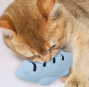 Brinquedo Peixe Silicone para Catnip ou Petiscos Enriquecimento Alimentar