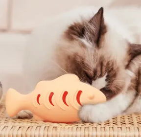 Brinquedo Peixe Silicone para Catnip ou Petiscos Enriquecimento Alimentar