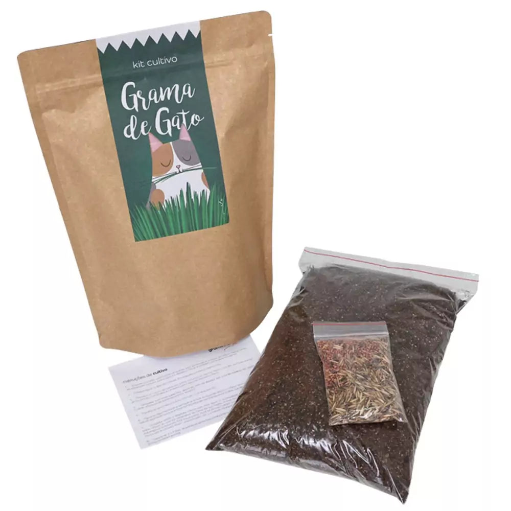 Refil Kit Grama de Gato - Substrato + Kit de Sementes 445g
