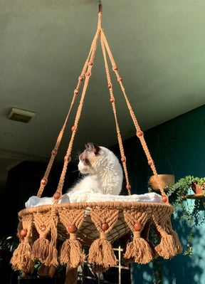 Cama Macramê Suspensa Maine Coon - Artesanal