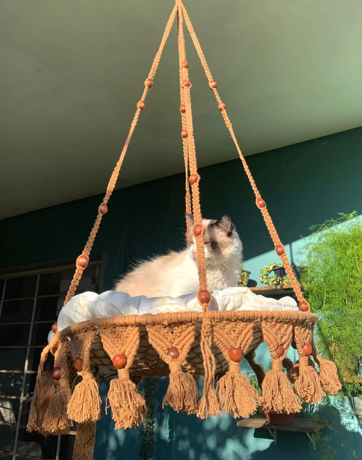 Cama Macramê Suspensa Maine Coon - Artesanal