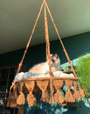 Cama Macramê Suspensa Maine Coon - Artesanal