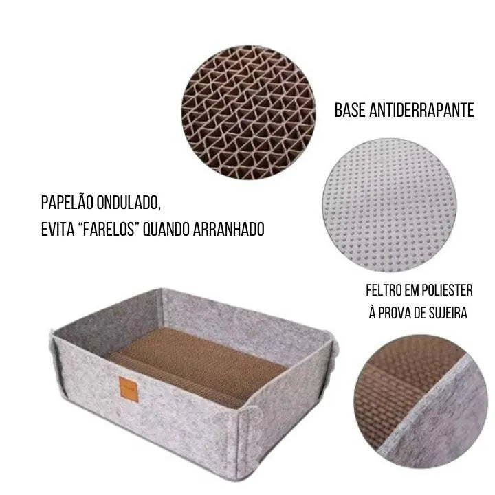 Cama Feltro Multiuso com Arranhador para Gatos