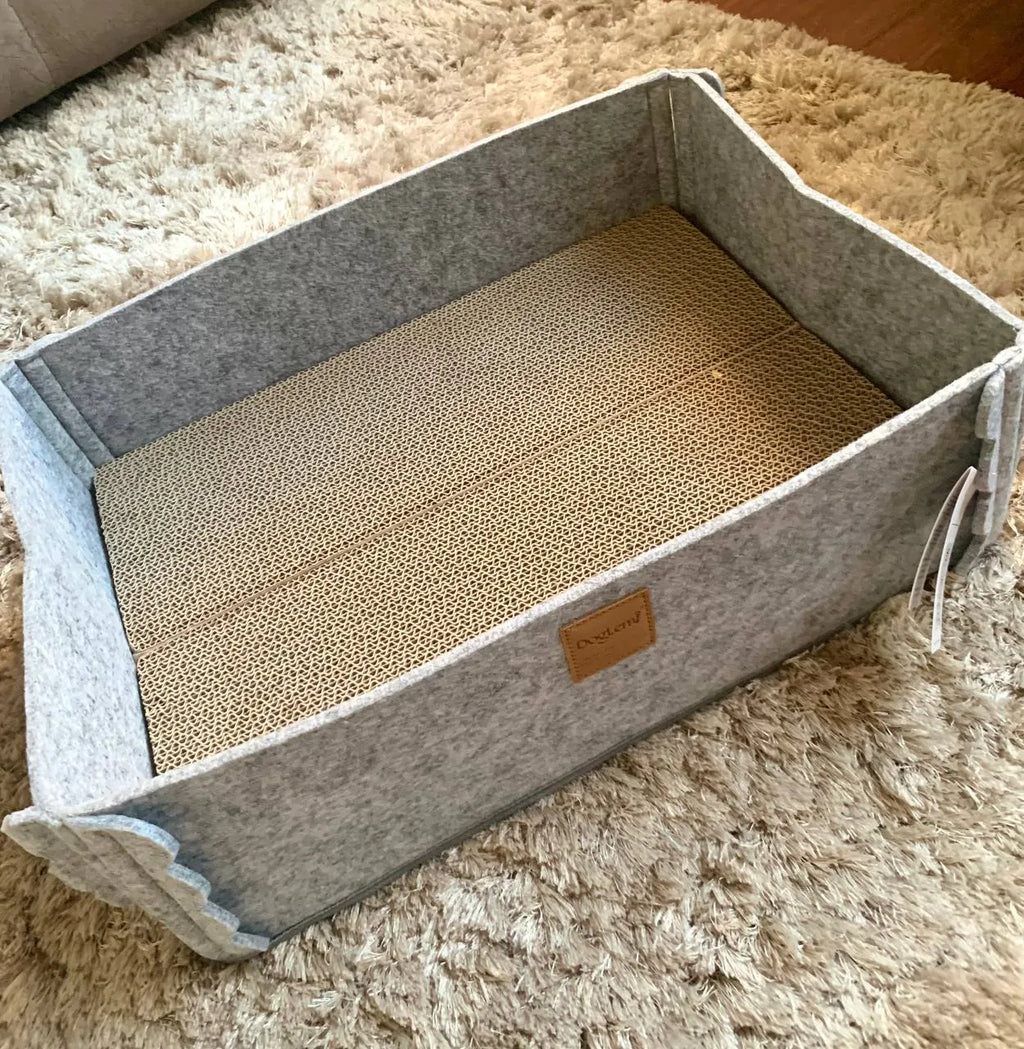 Cama Feltro Multiuso com Arranhador para Gatos