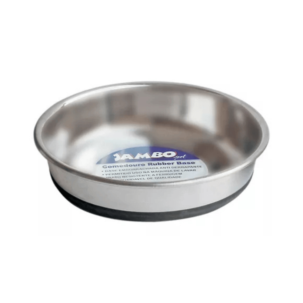 Comedouro Aço Inoxidável com Base Emborrachada Antiderrapante
