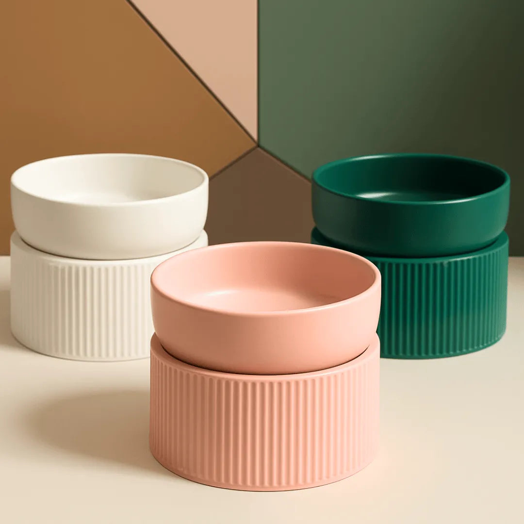 Comedouro/Bebedouro Elevado Cerâmica com Base Regulável - 3 Cores