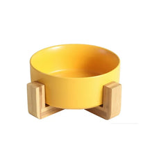 Comedouro/Bebedouro Cerâmica Suporte em Bambu