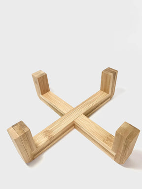 Comedouro/Bebedouro Cerâmica Suporte em Bambu