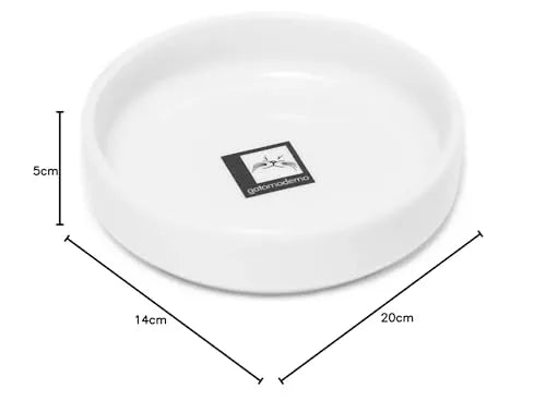 Comedouro Cerâmica Raso para Gatos - Branco/Azul/Rosa