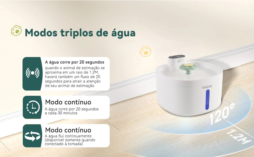 Fonte de Água Bebedouro Automático New Pet com Sensor de Movimento 2,6L