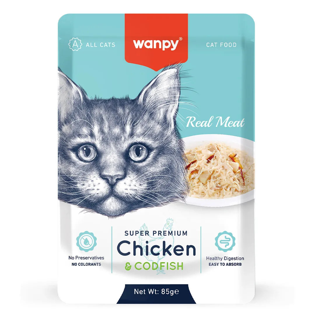 Alimento Úmido Sachê Wanpy Frango e Bacalhau 85g