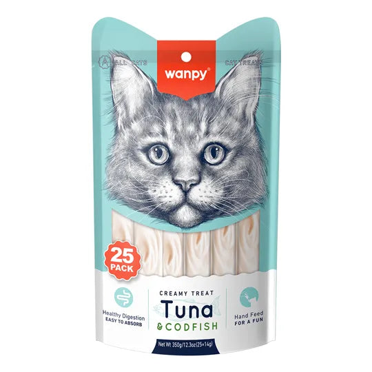 Petisco Cremoso Wanpy Creamy Atum e Bacalhau 14g - 1 Unidade/Tubo Avulso