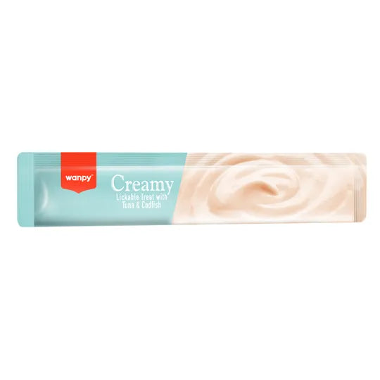 Petisco Cremoso Wanpy Creamy Atum e Bacalhau 14g - 1 Unidade/Tubo Avulso