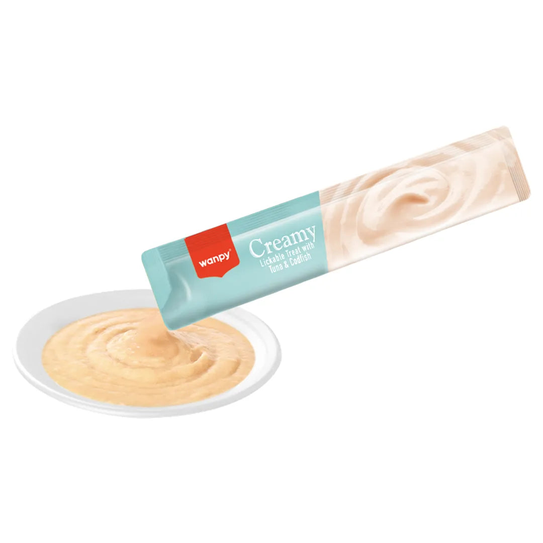 Petisco Cremoso Wanpy Creamy Atum e Bacalhau 14g - 1 Unidade/Tubo Avulso