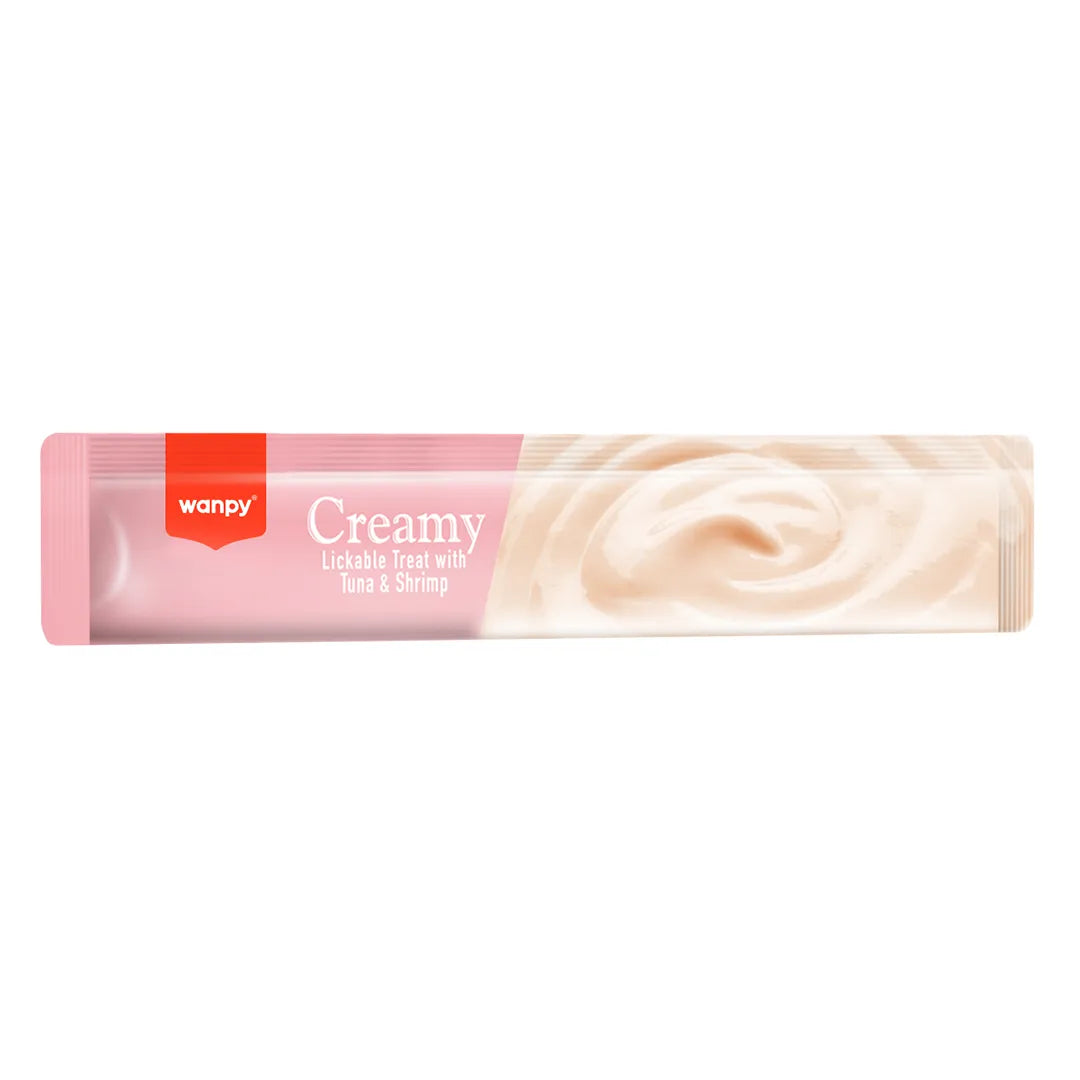 Petisco Cremoso Wanpy Creamy Atum e Camarão 14g - 1 Unidade/Tubo Avulso