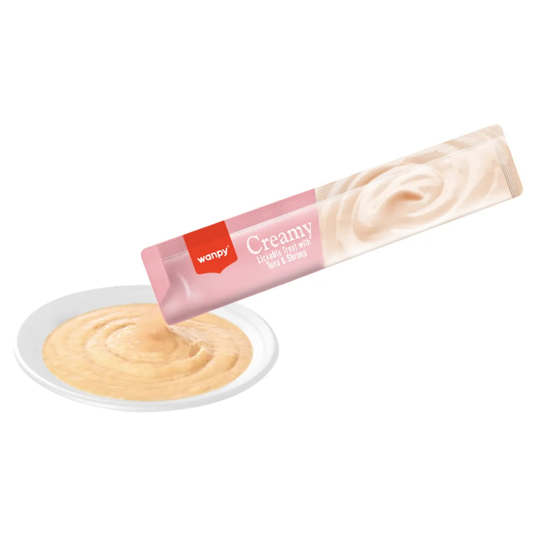 Petisco Cremoso Wanpy Creamy Atum e Camarão 14g - 1 Unidade/Tubo Avulso