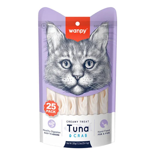 Petisco Cremoso Wanpy Creamy Atum e Caranguejo 14g - 1 Unidade/Tubo Avulso