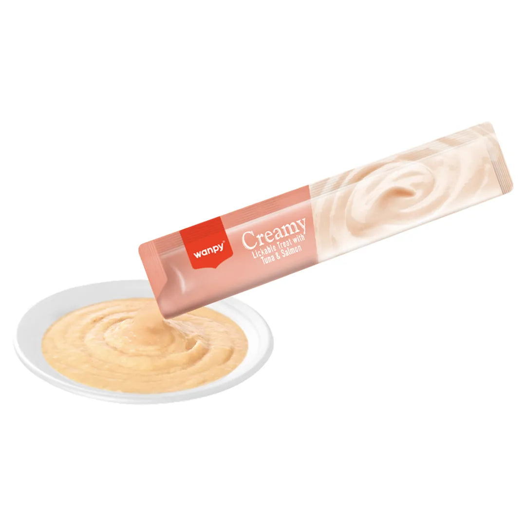 Petisco Cremoso Wanpy Creamy Atum e Salmão 14g - 1 Unidade/Tubo Avulso