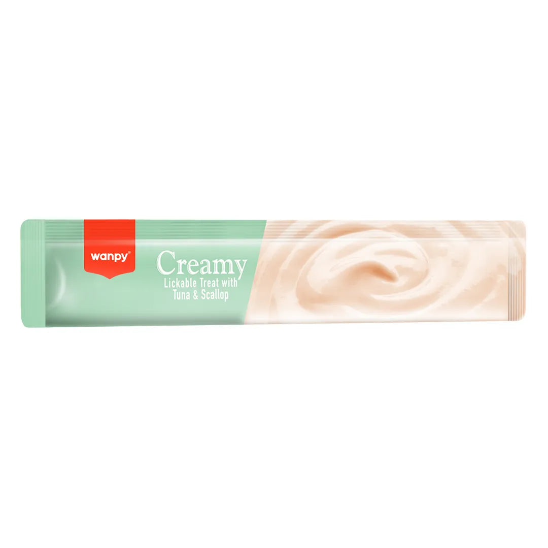 Petisco Cremoso Wanpy Creamy Atum e Vieira 14g - 1 Unidade/Tubo Avulso