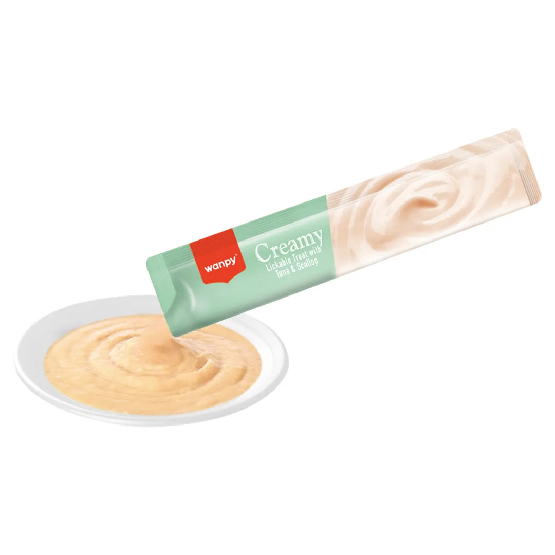 Petisco Cremoso Wanpy Creamy Atum e Vieira 14g - 1 Unidade/Tubo Avulso