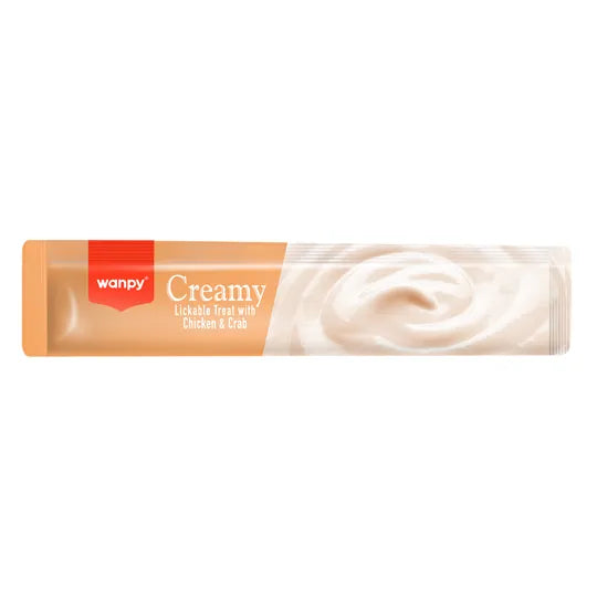 Petisco Cremoso Wanpy Creamy Frango e Caranguejo 14g - 1 Unidade/Tubo Avulso