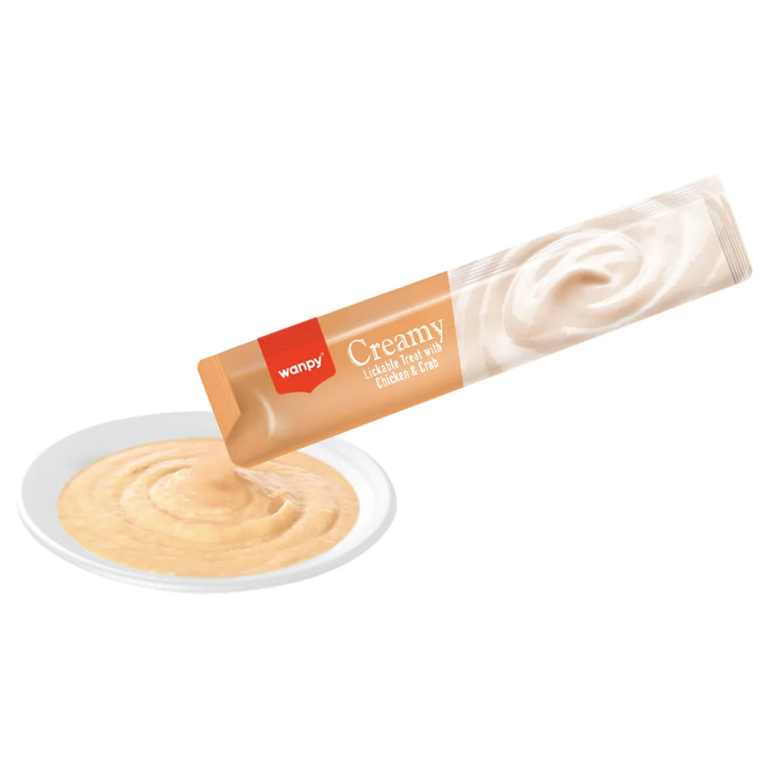 Petisco Cremoso Wanpy Creamy Frango e Caranguejo 14g - 1 Unidade/Tubo Avulso