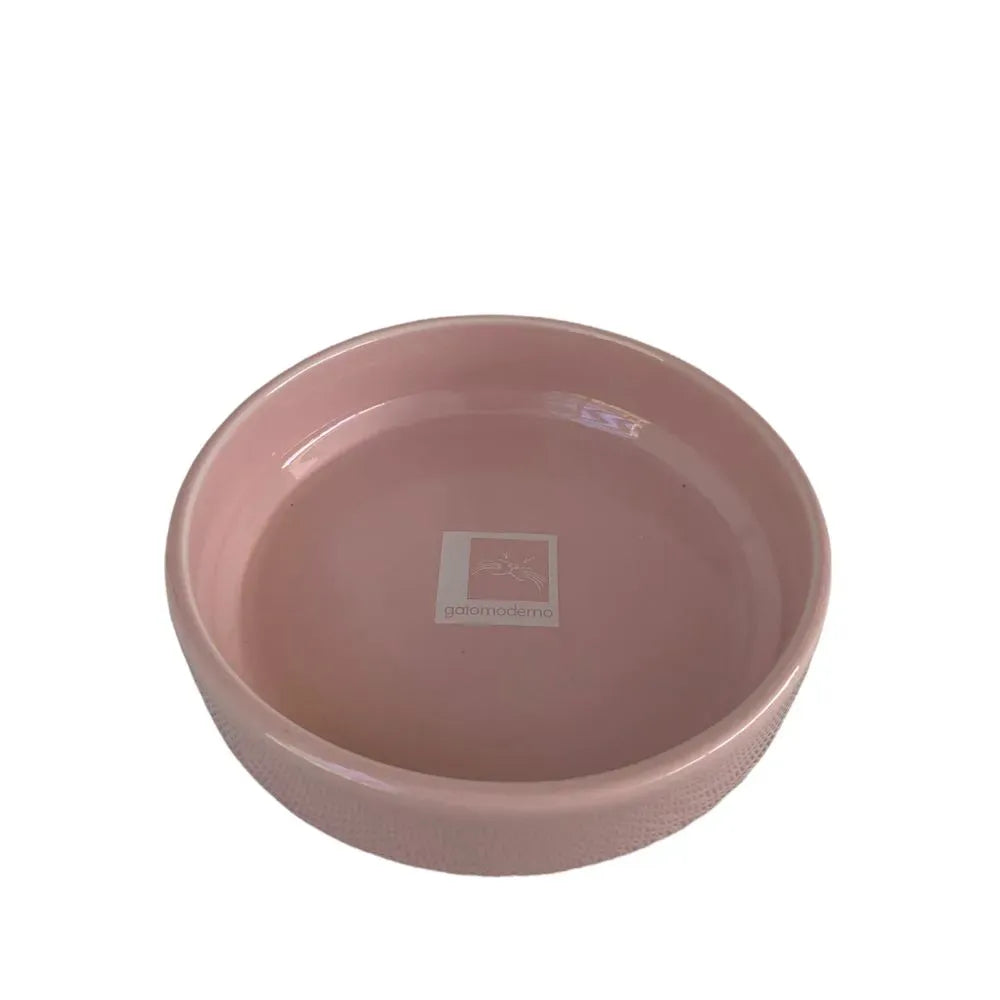 Comedouro Cerâmica Raso para Gatos - Branco/Azul/Rosa